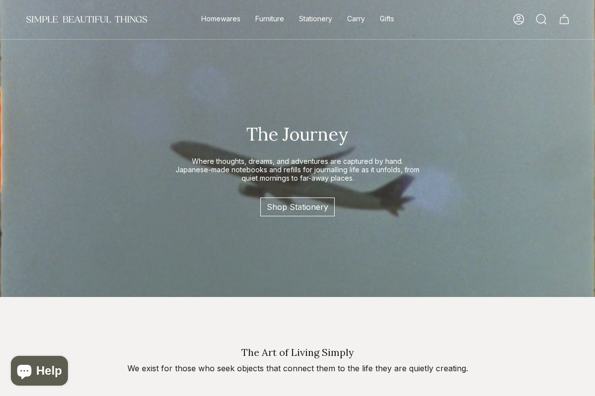 Simple Beautiful Things homepage screenshot