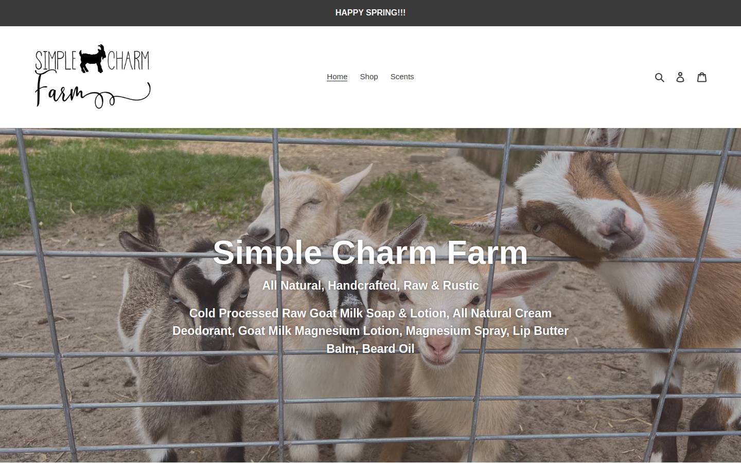 simplecharmfarm.com homepage screenshot