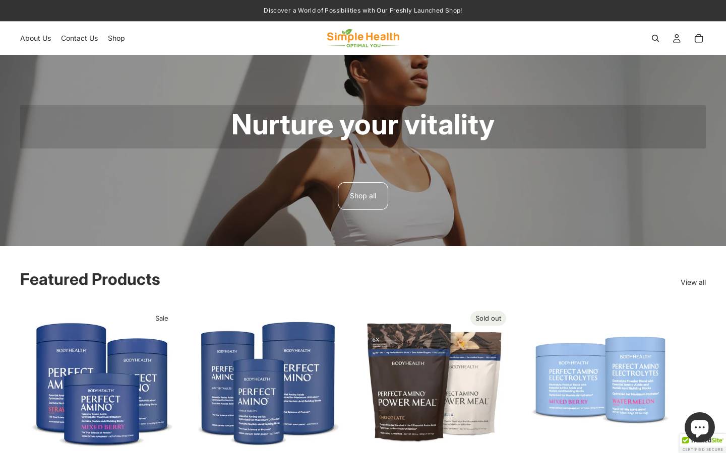 Simple Health homepage screenshot