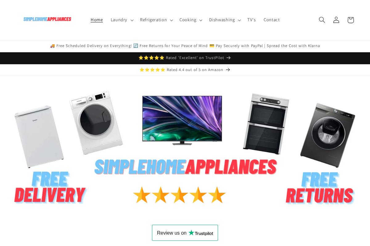 Simple Home Appliances homepage screenshot