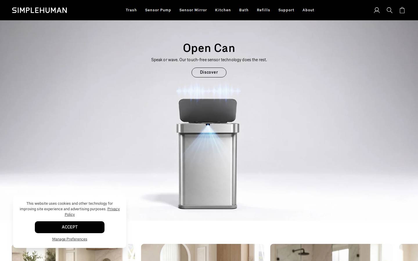 simplehuman homepage screenshot