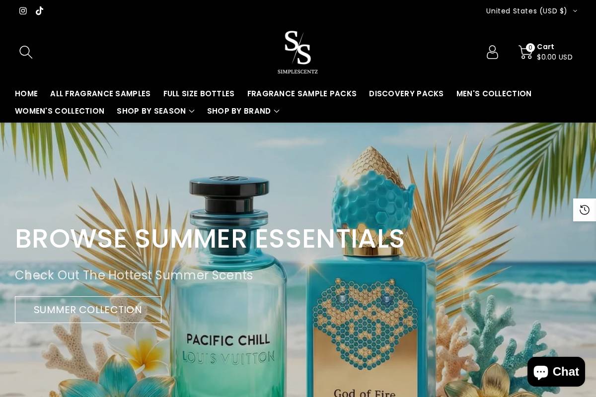 Simplescentz homepage screenshot