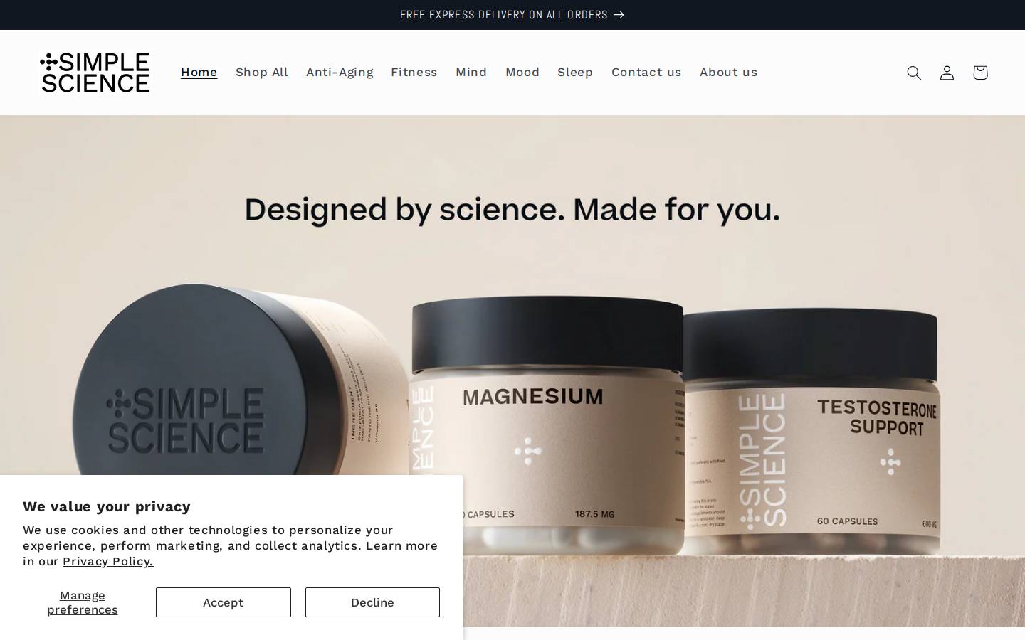 Simple Science Supplements LTD homepage screenshot