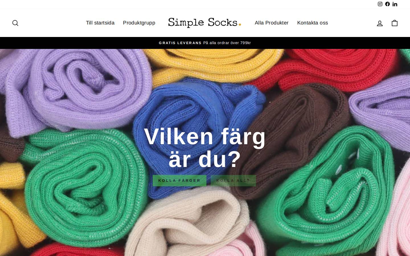 Simple Socks homepage screenshot