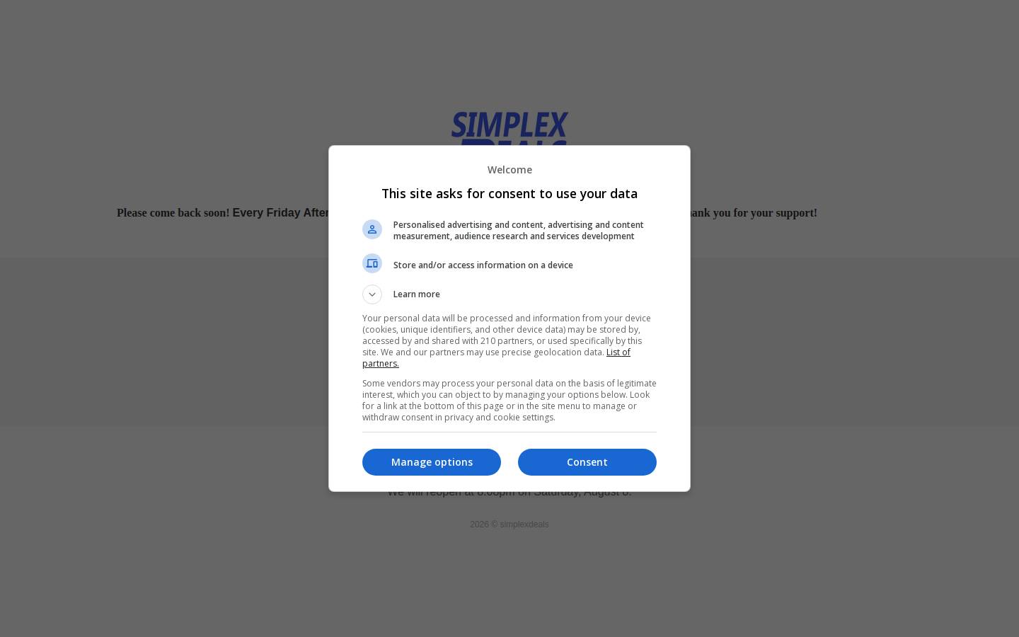 simplexdeals.com homepage screenshot