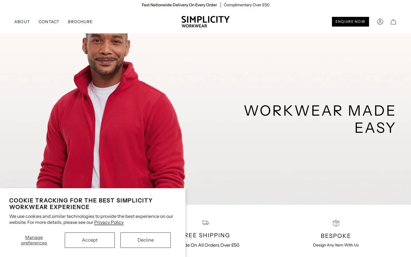 simplicity-workwear.com homepage screenshot