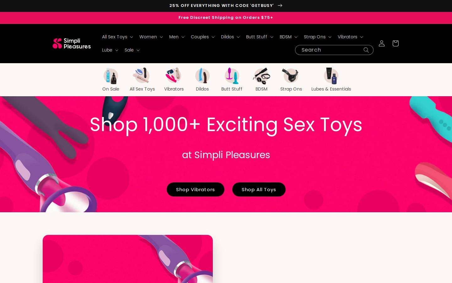 Simpli Pleasures homepage screenshot