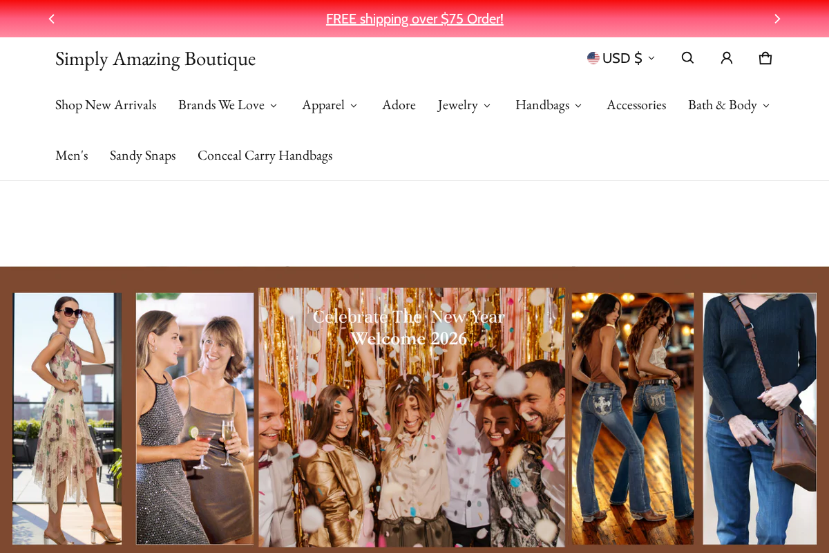 simplyamazingboutique.com homepage screenshot