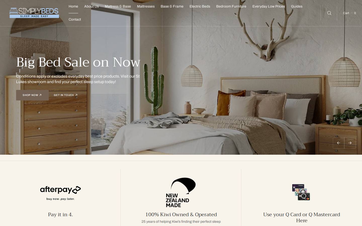 simplybedsnz.co.nz homepage screenshot