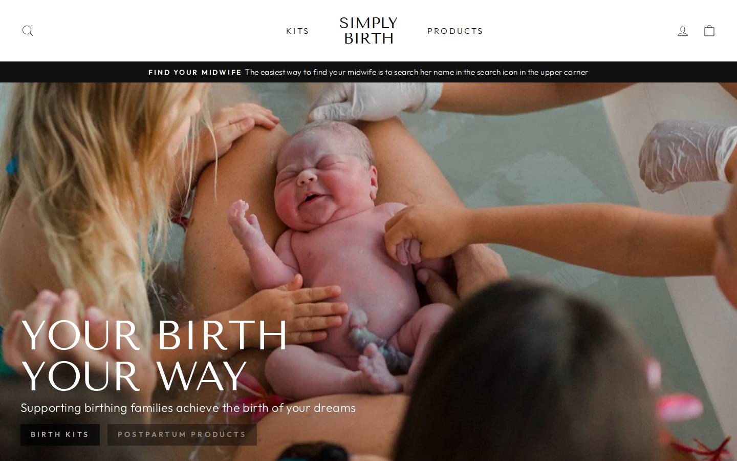 simplybirth.com homepage screenshot