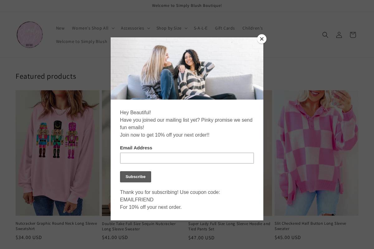 simplyblush.net homepage screenshot