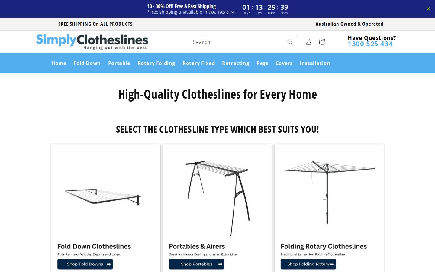 simplyclotheslines.com.au homepage screenshot