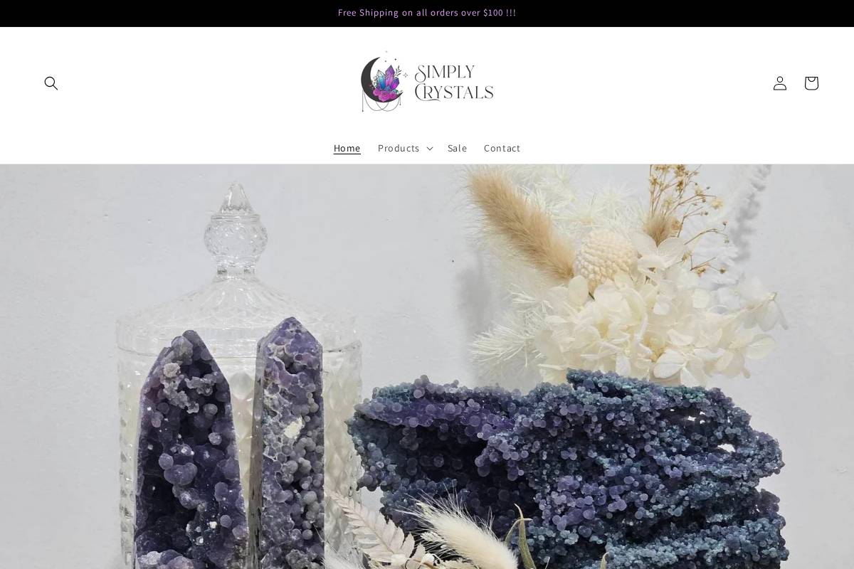 simplycrystals.com.au homepage screenshot