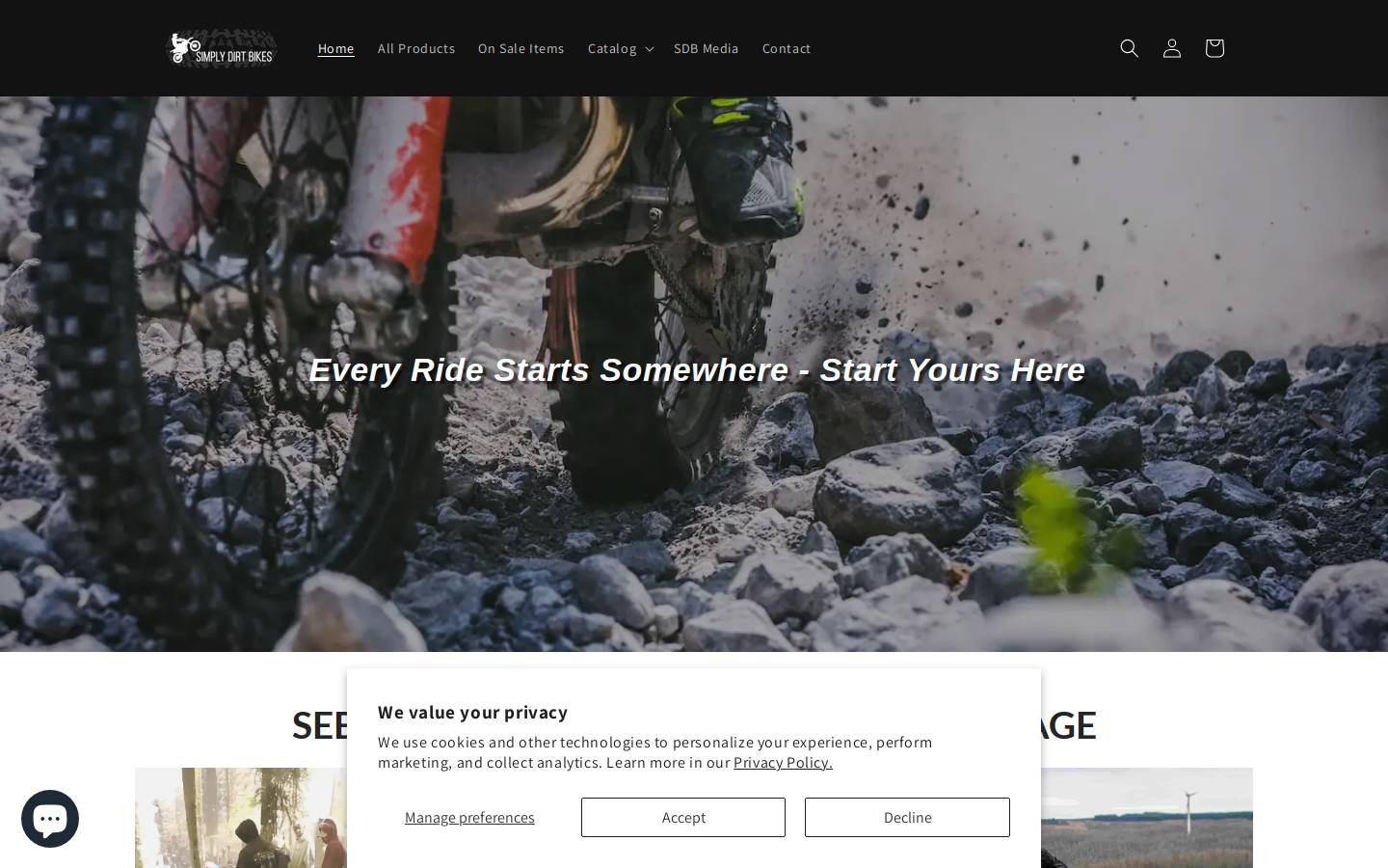 simplydirtbikes.com homepage screenshot