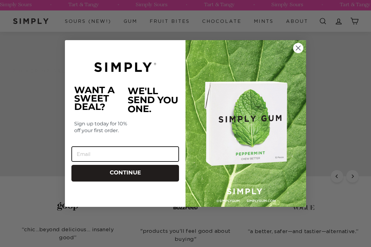 Simply Gum homepage screenshot