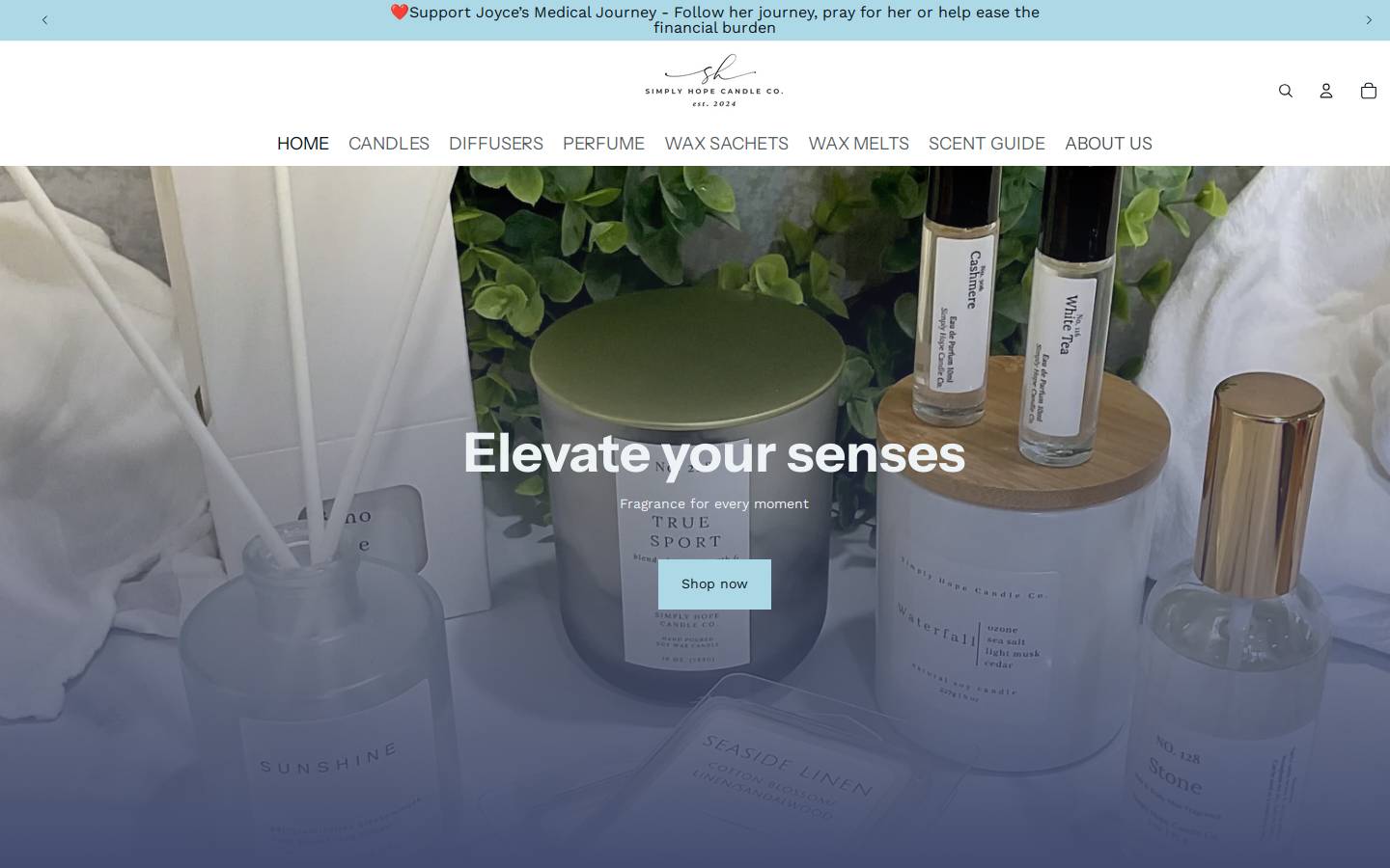 simplyhopecandleco.com homepage screenshot