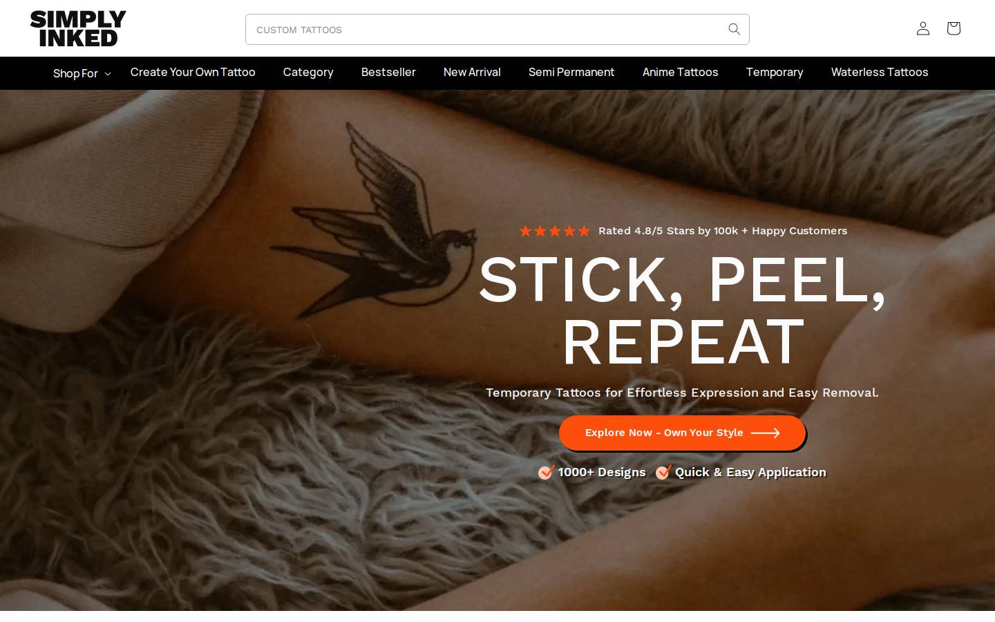 Simply Inked - Temporary tattoo in India homepage screenshot