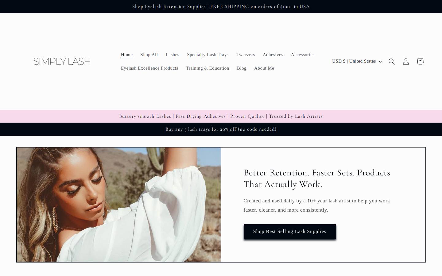 simplylash.us homepage screenshot