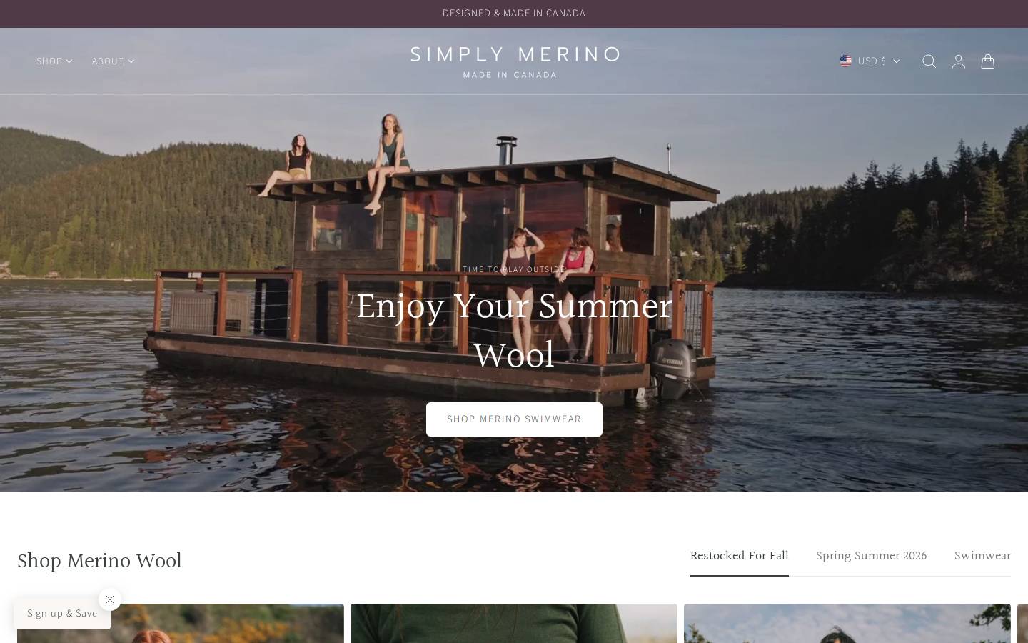 simplymerino.com homepage screenshot