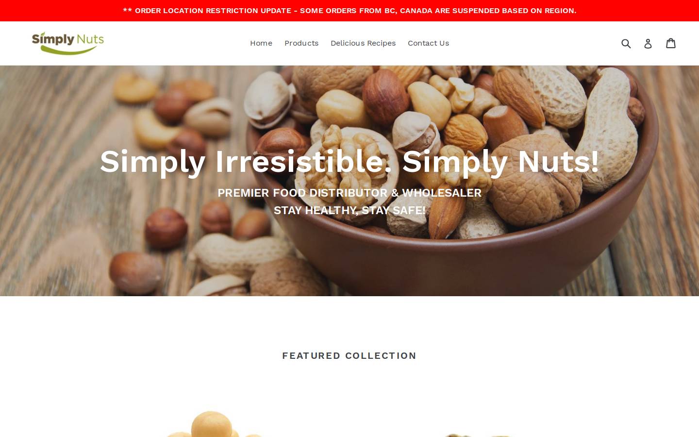 simplynuts.ca homepage screenshot