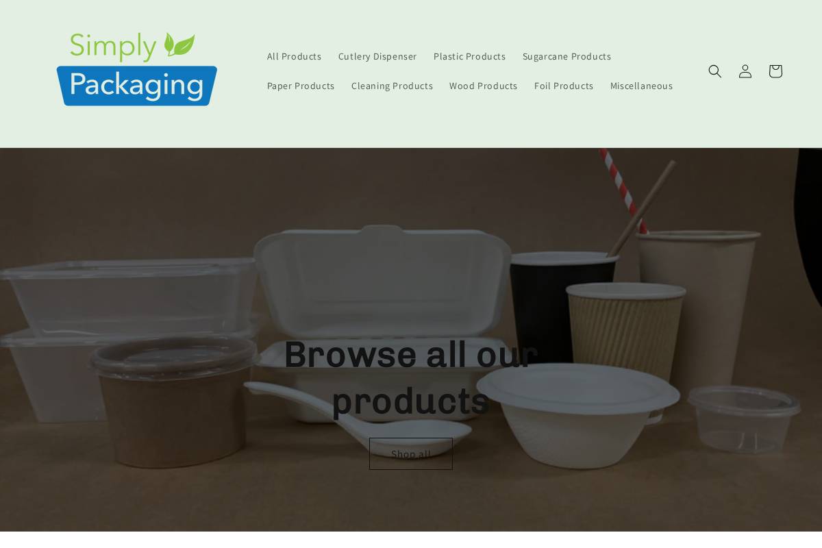 simplypackaging.com.au homepage screenshot
