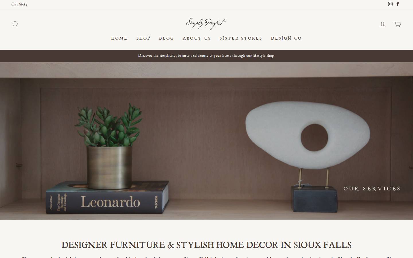 Simply Perfect homepage screenshot