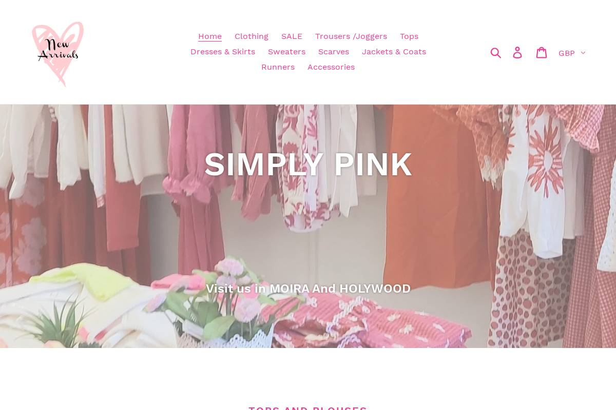 simplypinkboutiques.com homepage screenshot