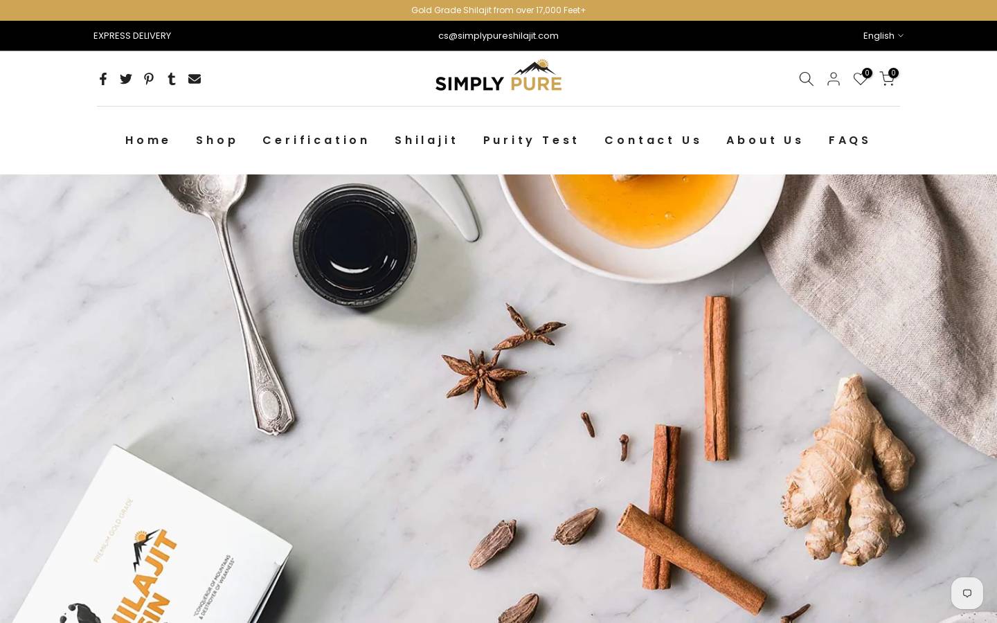 Simplypureshilajit homepage screenshot