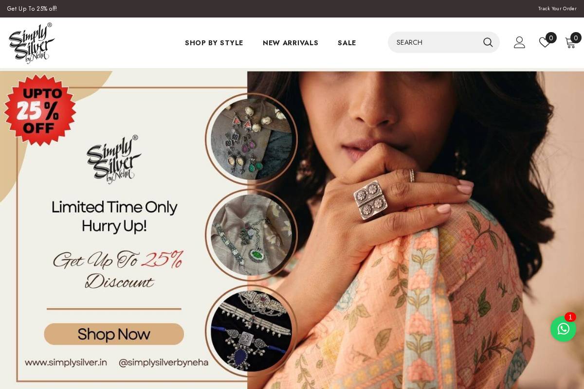 simplysilver.in homepage screenshot