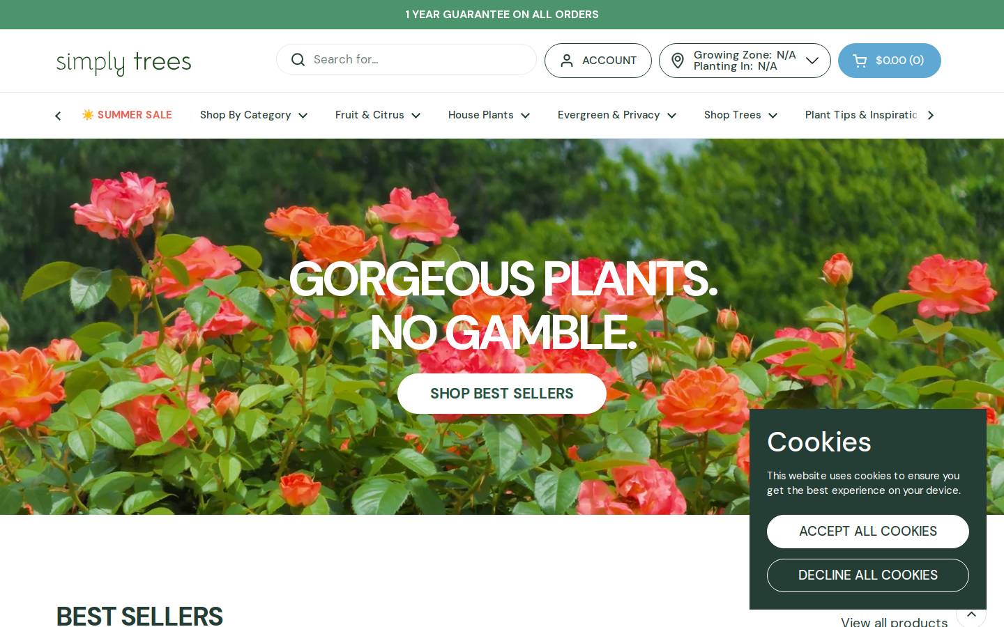 Simplytrees homepage screenshot