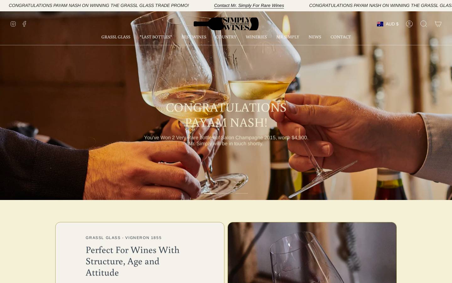 simplywines.com.au homepage screenshot