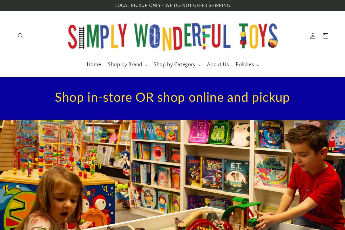 simplywonderfultoys.ca homepage screenshot