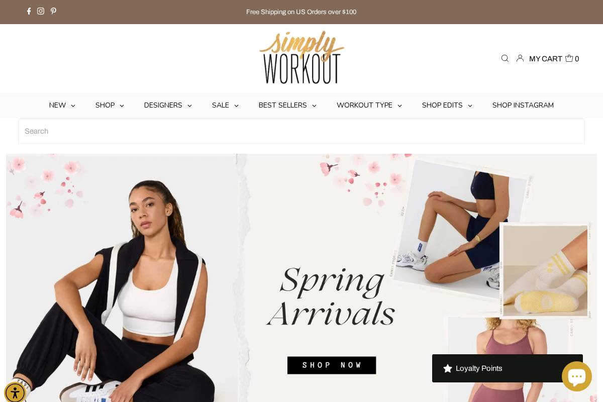 simplyWORKOUT homepage screenshot