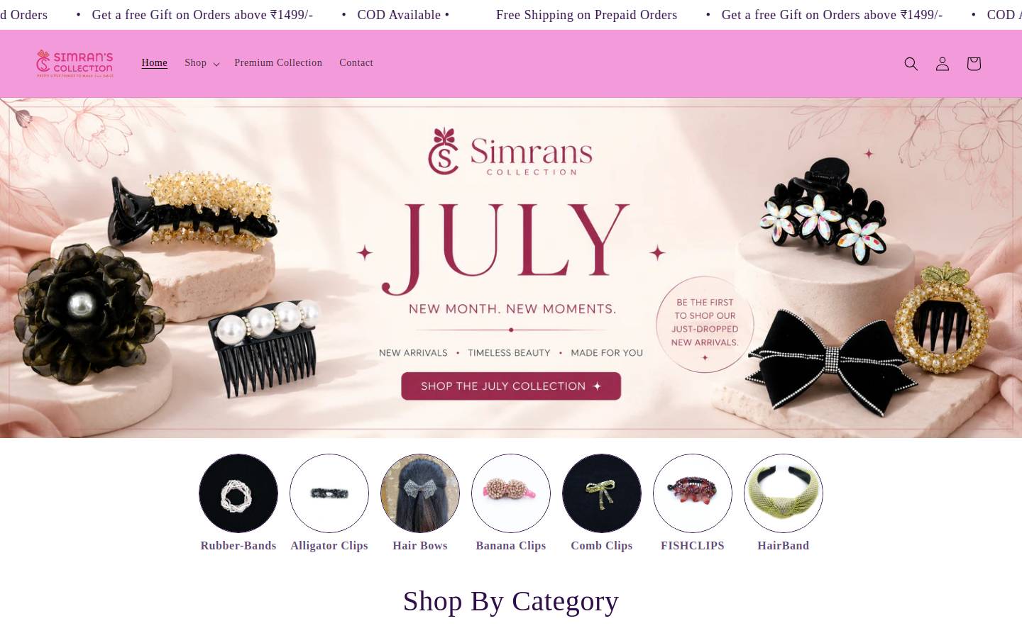 simranscollections.com homepage screenshot