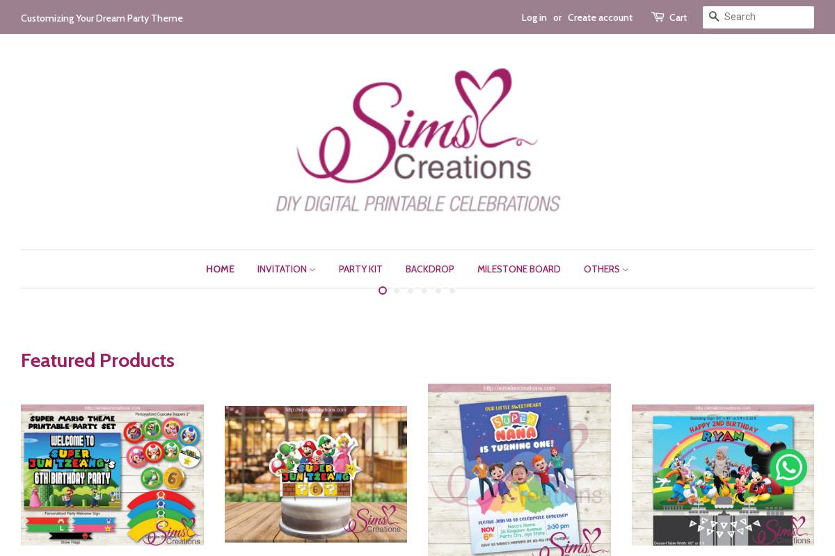 simsluvcreations.com homepage screenshot
