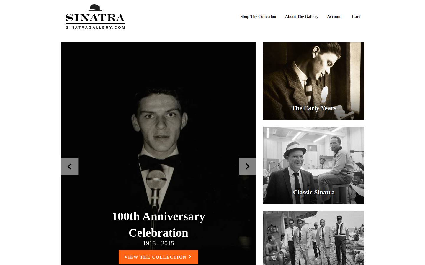 sinatragallery.com homepage screenshot