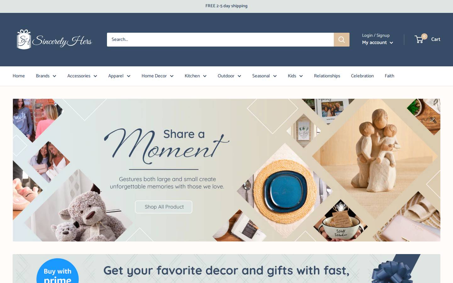 sincerelyhers.com homepage screenshot