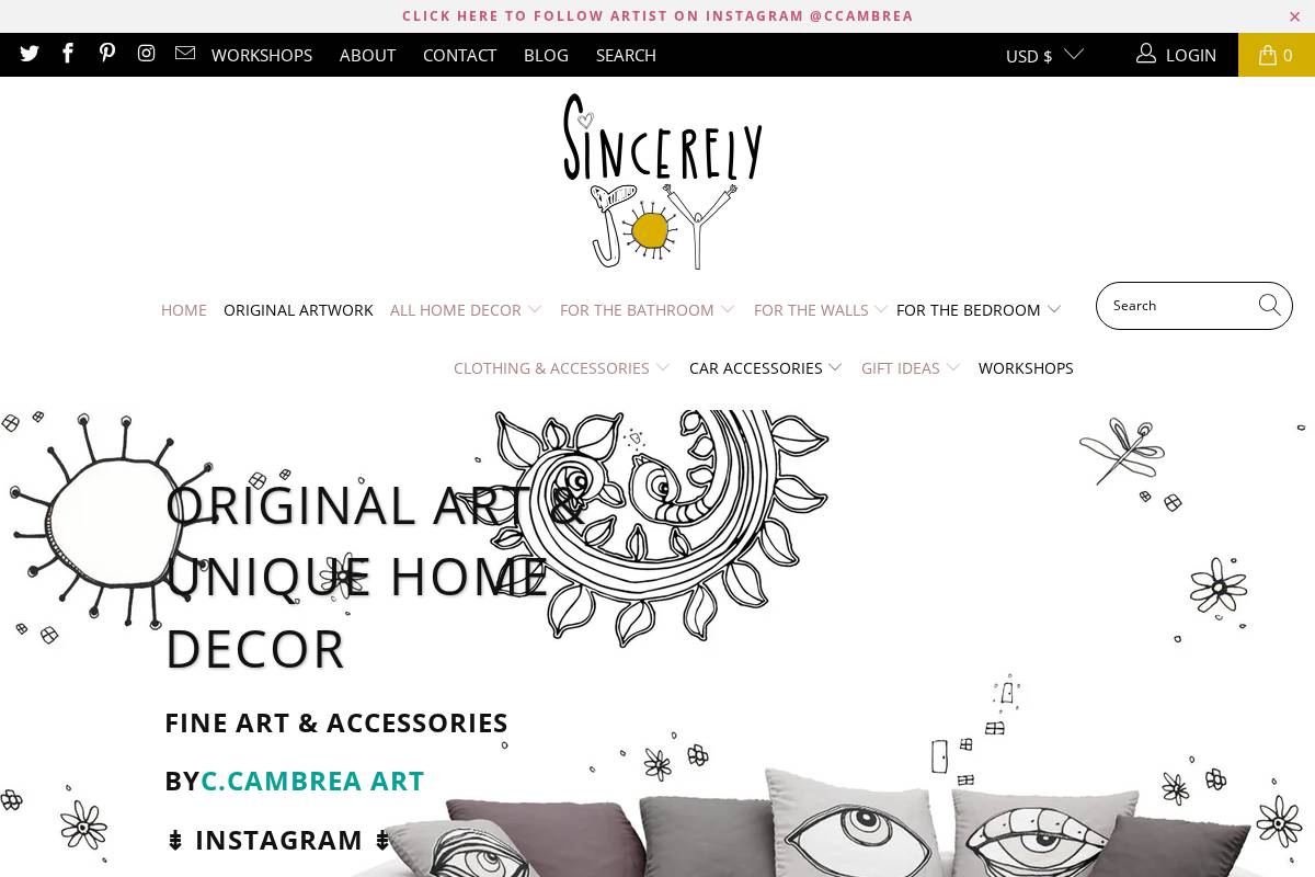 sincerelyjoy.com homepage screenshot