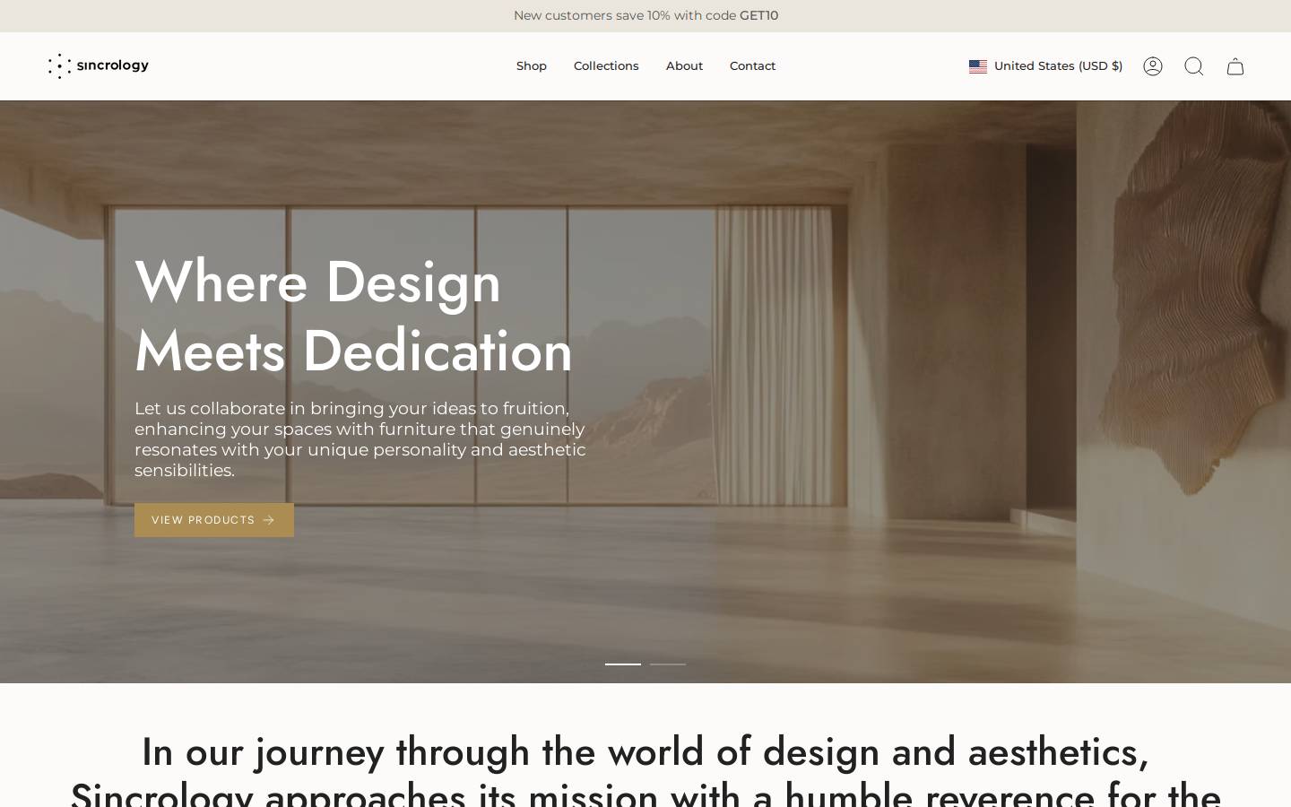 sincrology.com homepage screenshot