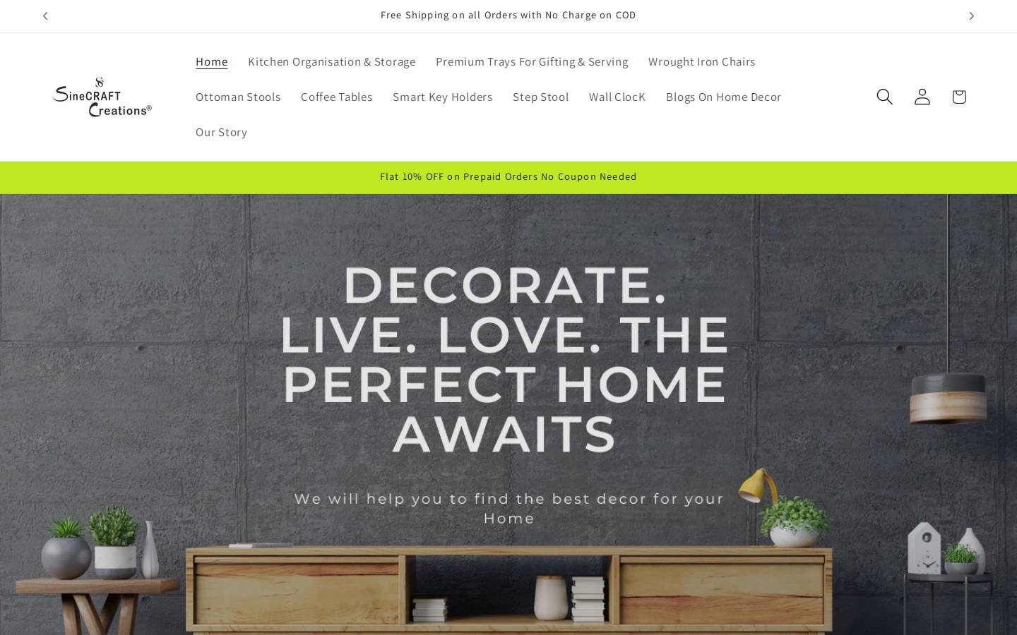 sinecraftcreations.com homepage screenshot