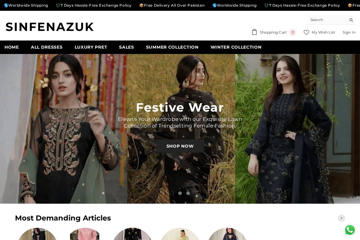 sinfenazuk.com homepage screenshot