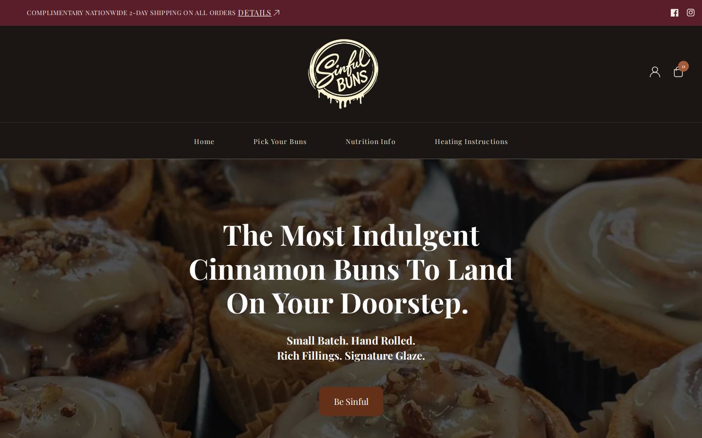 sinfulbuns.com homepage screenshot