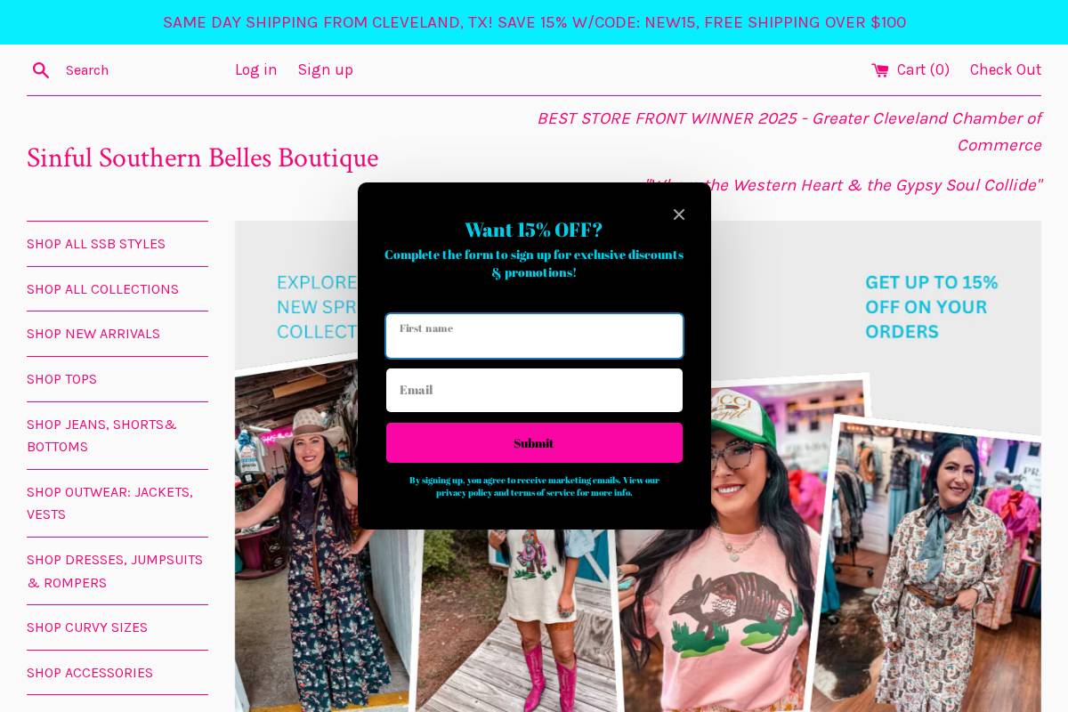 sinfulsouthernbellesbtq.com homepage screenshot