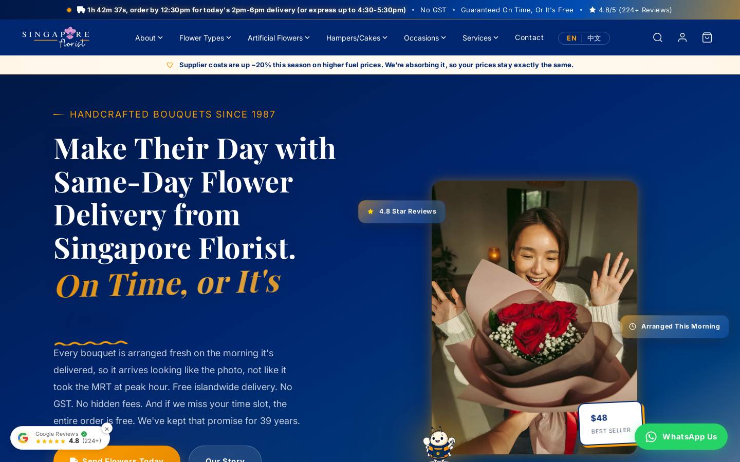 singaporeflorist.com.sg homepage screenshot