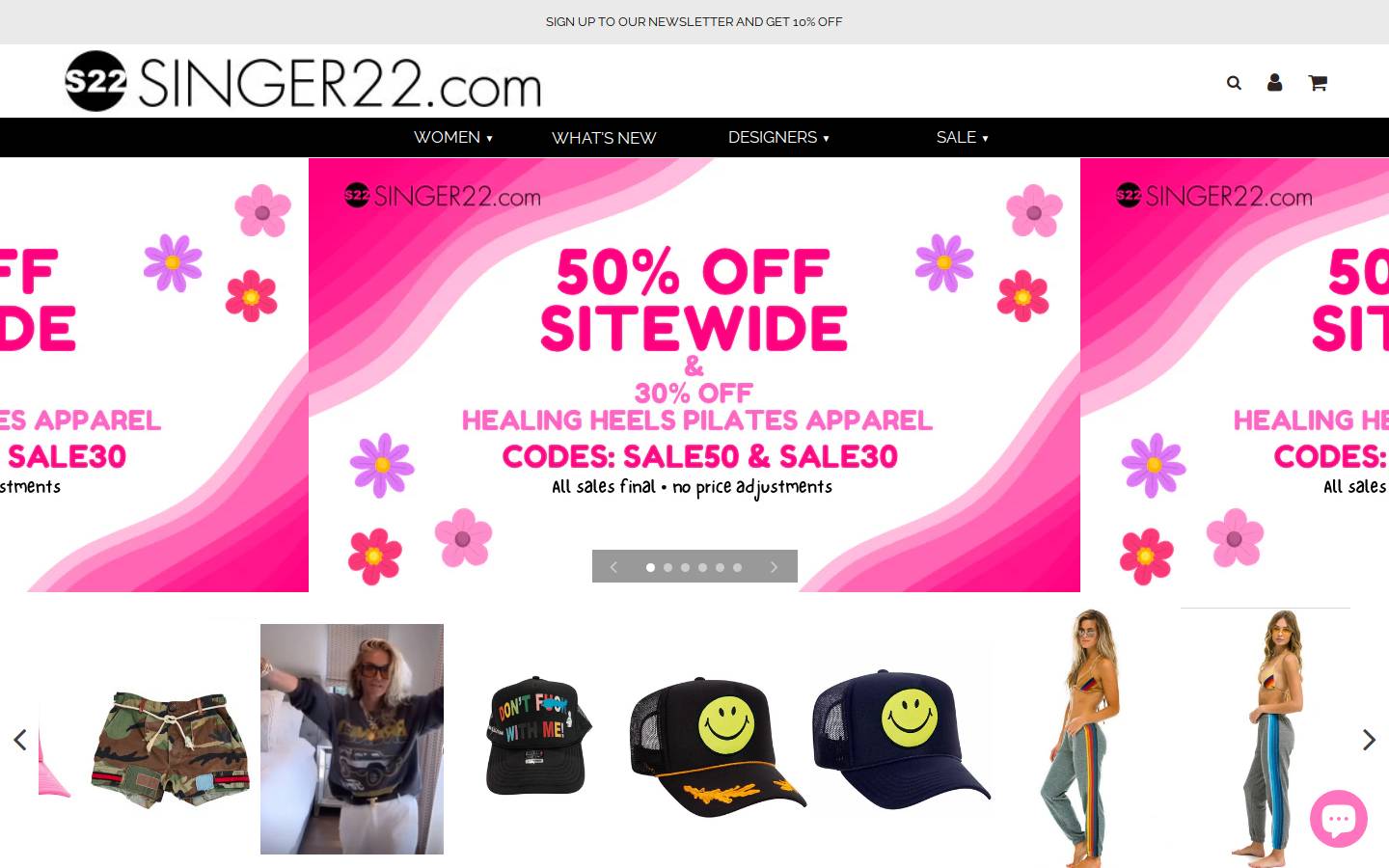 Singer22 homepage screenshot