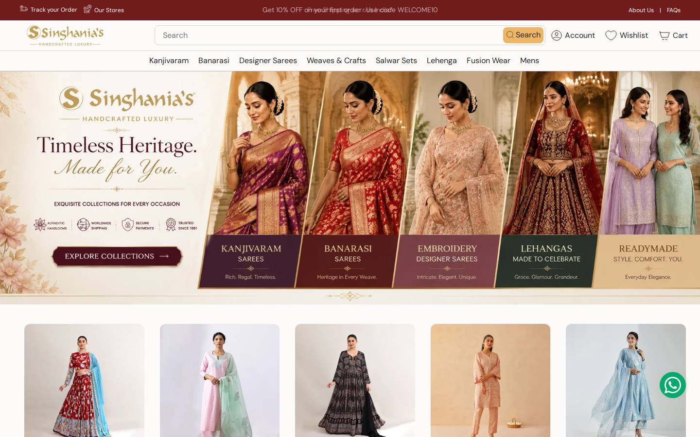 Singhanias homepage screenshot