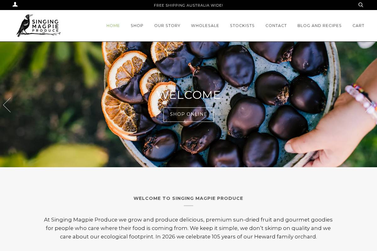 singingmagpieproduce.com.au homepage screenshot