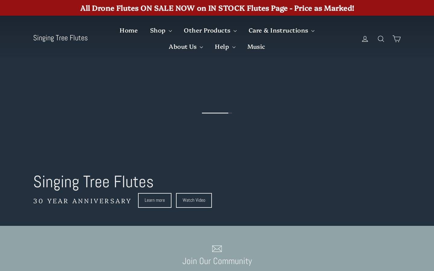 singingtreeflutes.com homepage screenshot