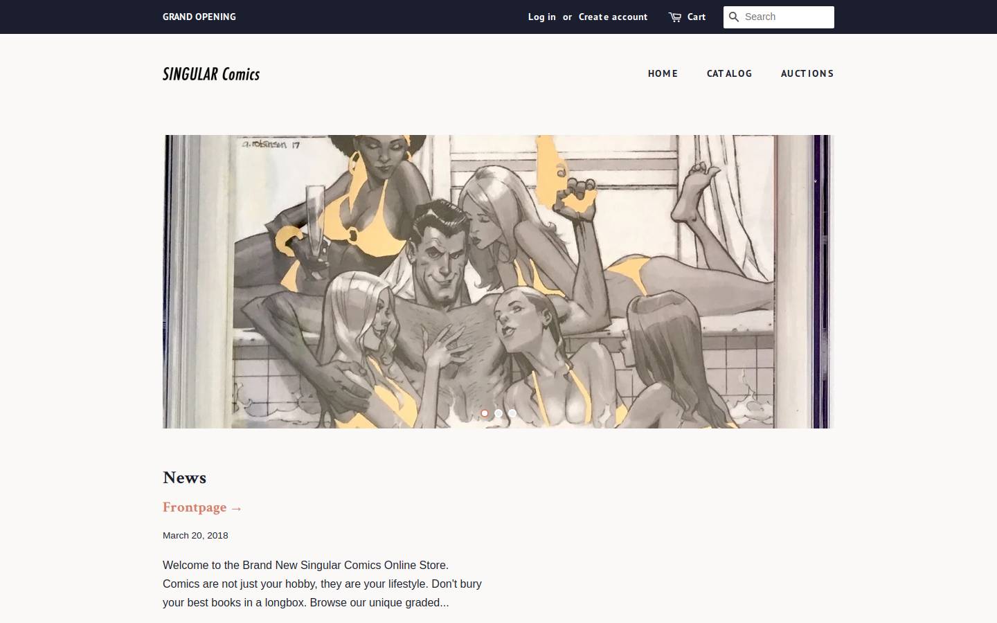 singularcomics.com homepage screenshot
