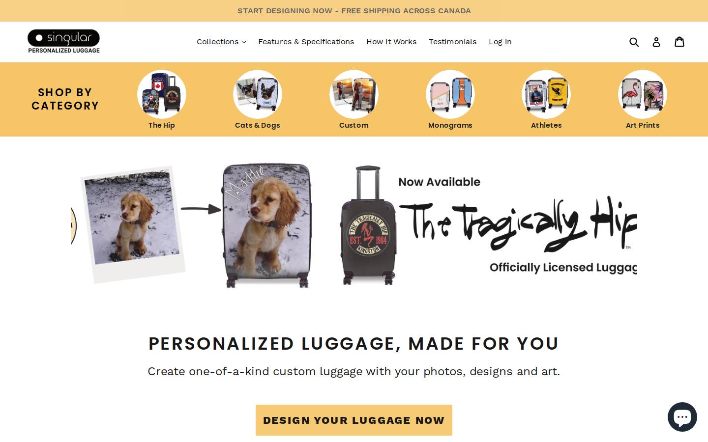 singularluggage.co homepage screenshot